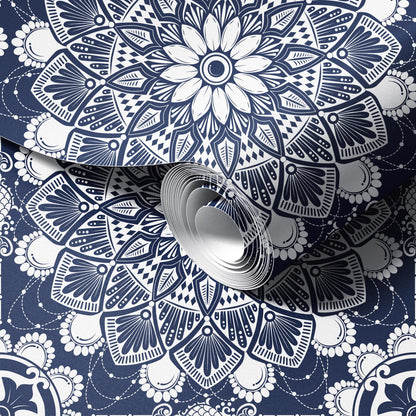 Vintage Glam Indigo Peel and Stick Wallpaper