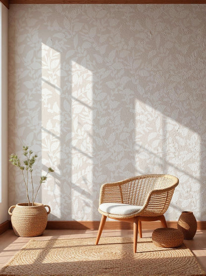 White Foliage Wallpaper