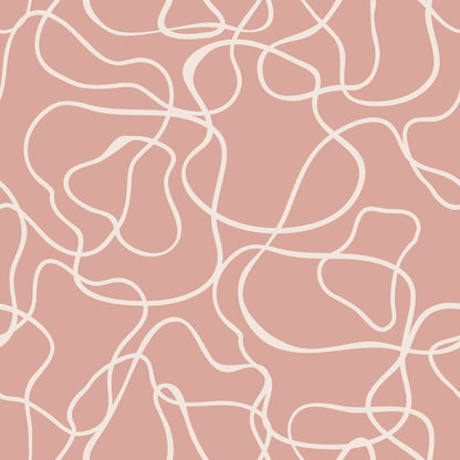 Abstract Doodle Muted Pink Wallpaper