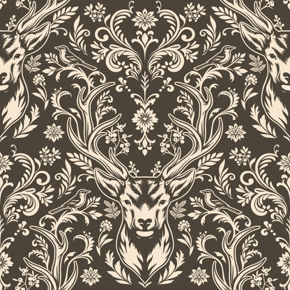 Woodland Damask Dark Wallpaper