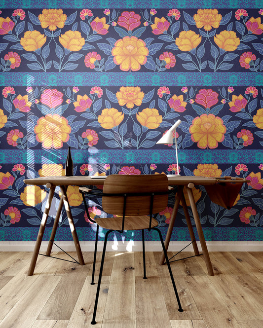 Ethnic Flowery Wallpaper.
