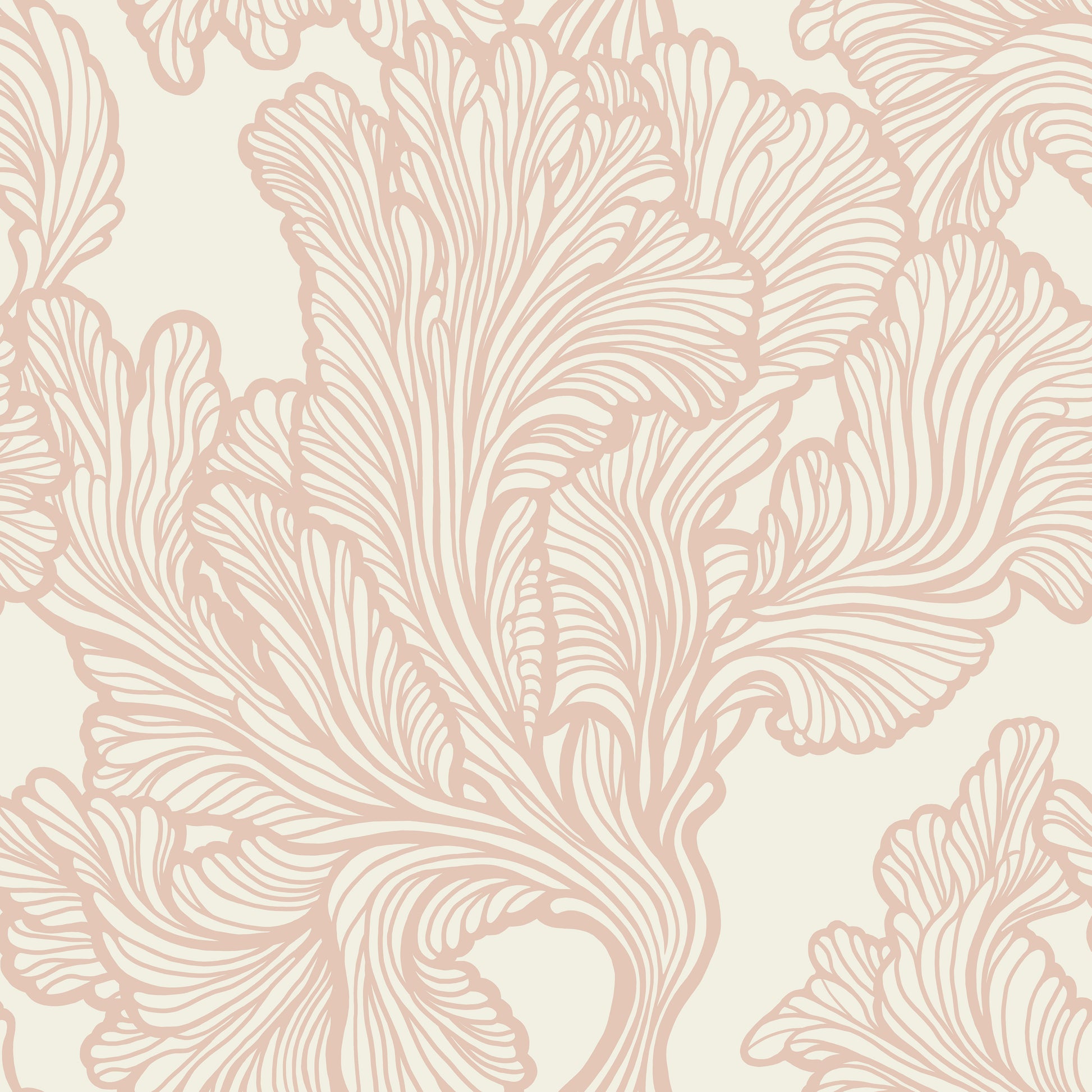 Decorative floral pattern in pink on a light beige background
