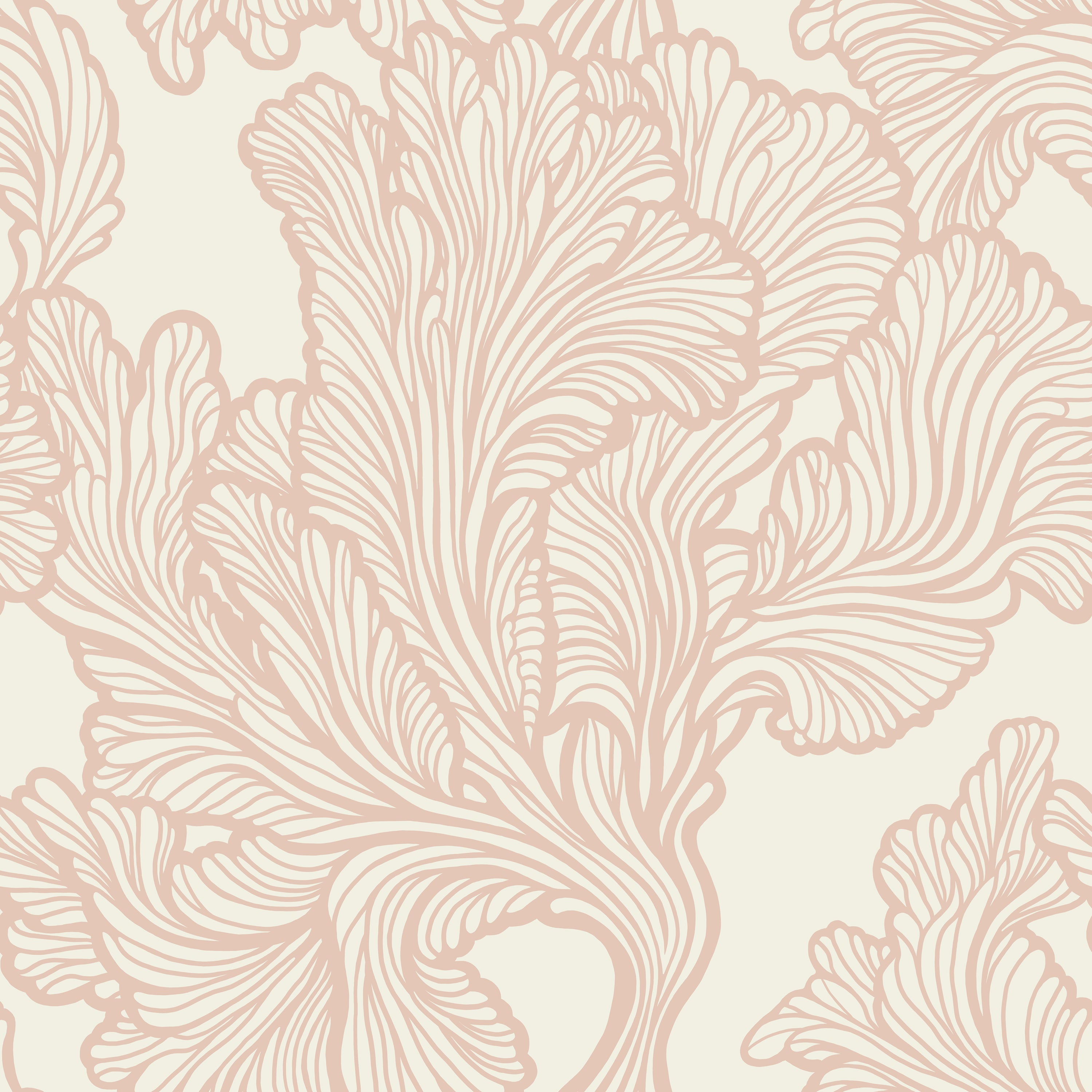 Decorative floral pattern in pink on a light beige background