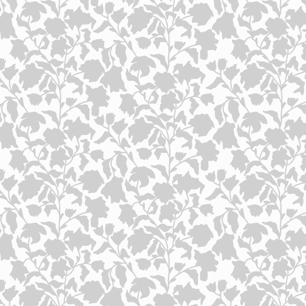 Gray floral pattern on a white background