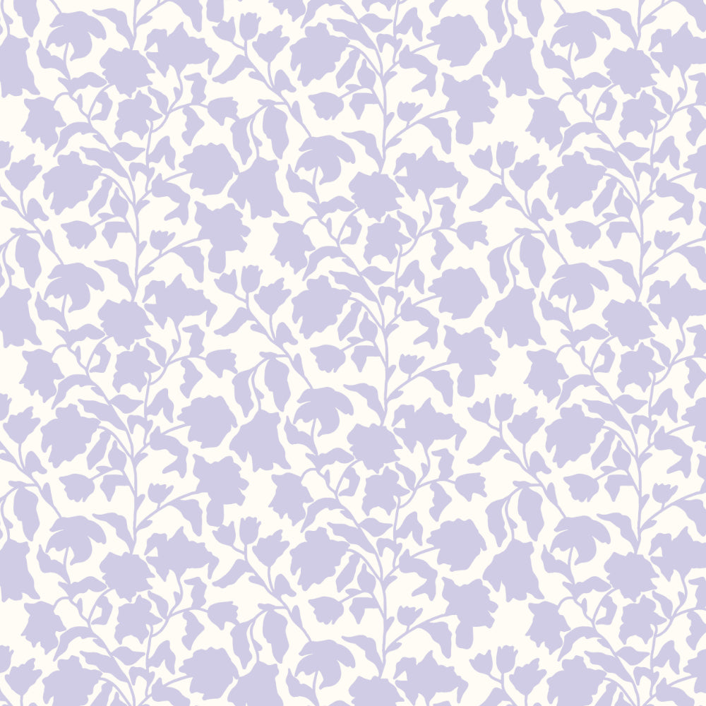 Floral pattern with light purple flowers on a white background