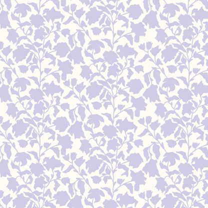 Floral pattern with light purple flowers on a white background