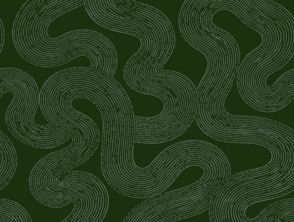 Winding Lines abstract wallpaper mural with flowing green line art