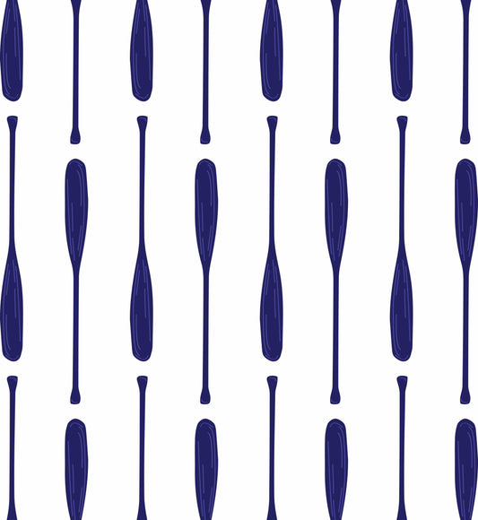 Lake Life Oars Print Wallpaper in Navy