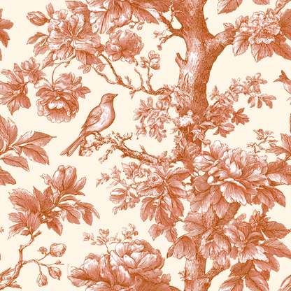 Woodland Toile With Birds Peel and Stick Wallpaper