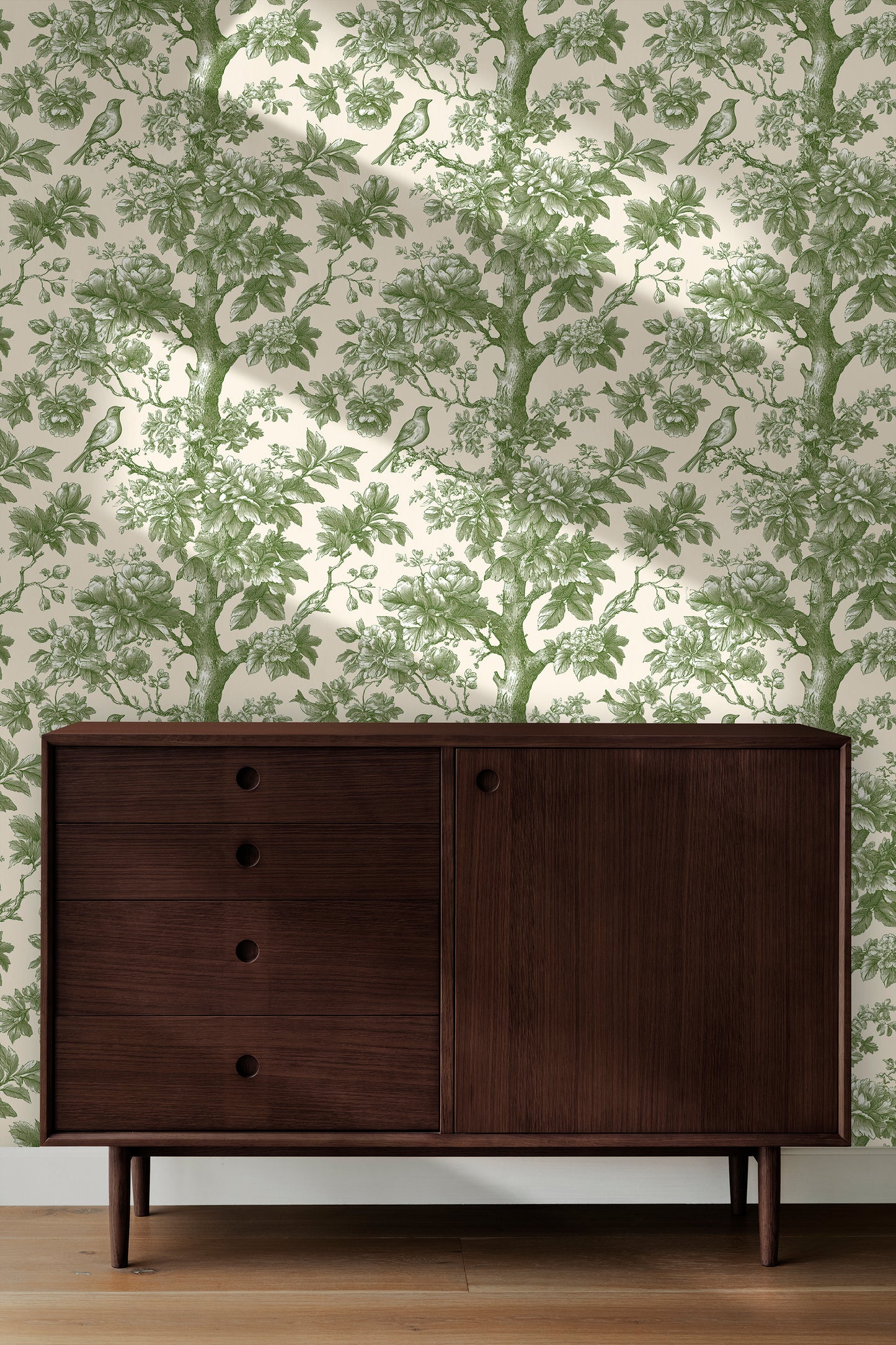 Woodland Toile With Birds Peel and Stick Wallpaper