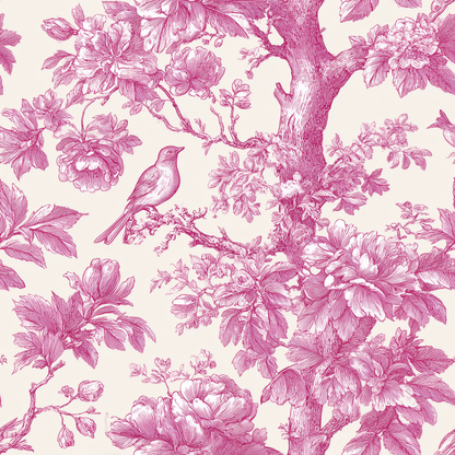Woodland Toile With Birds Peel and Stick Wallpaper