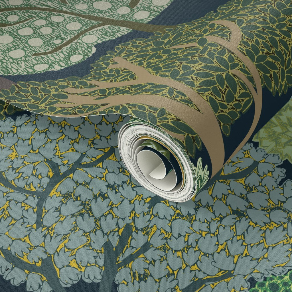 Woodland Dark peel and stick wallpaper pattern swatch