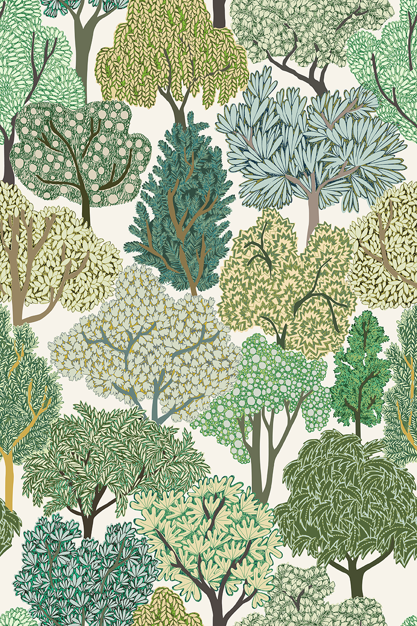 Woodland Light peel and stick wallpaper room mockup