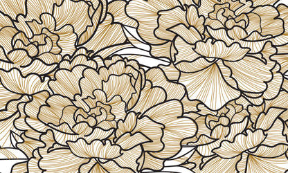 Art Deco Luxury Floral Line Pattern Wallpaper