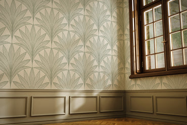 Art Deco Palm Leaves Peel and Stick Wallpaper - Art Deco, Scallops