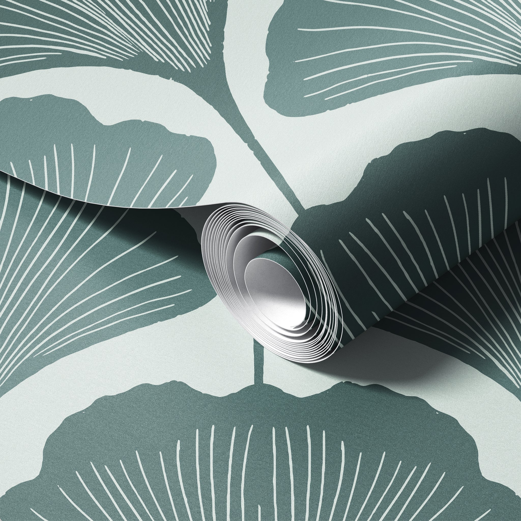 Ginkgo Scallop peel and stick wallpaper room mockup