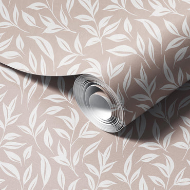 Beige Cream Climbing Leaves Wallpaper