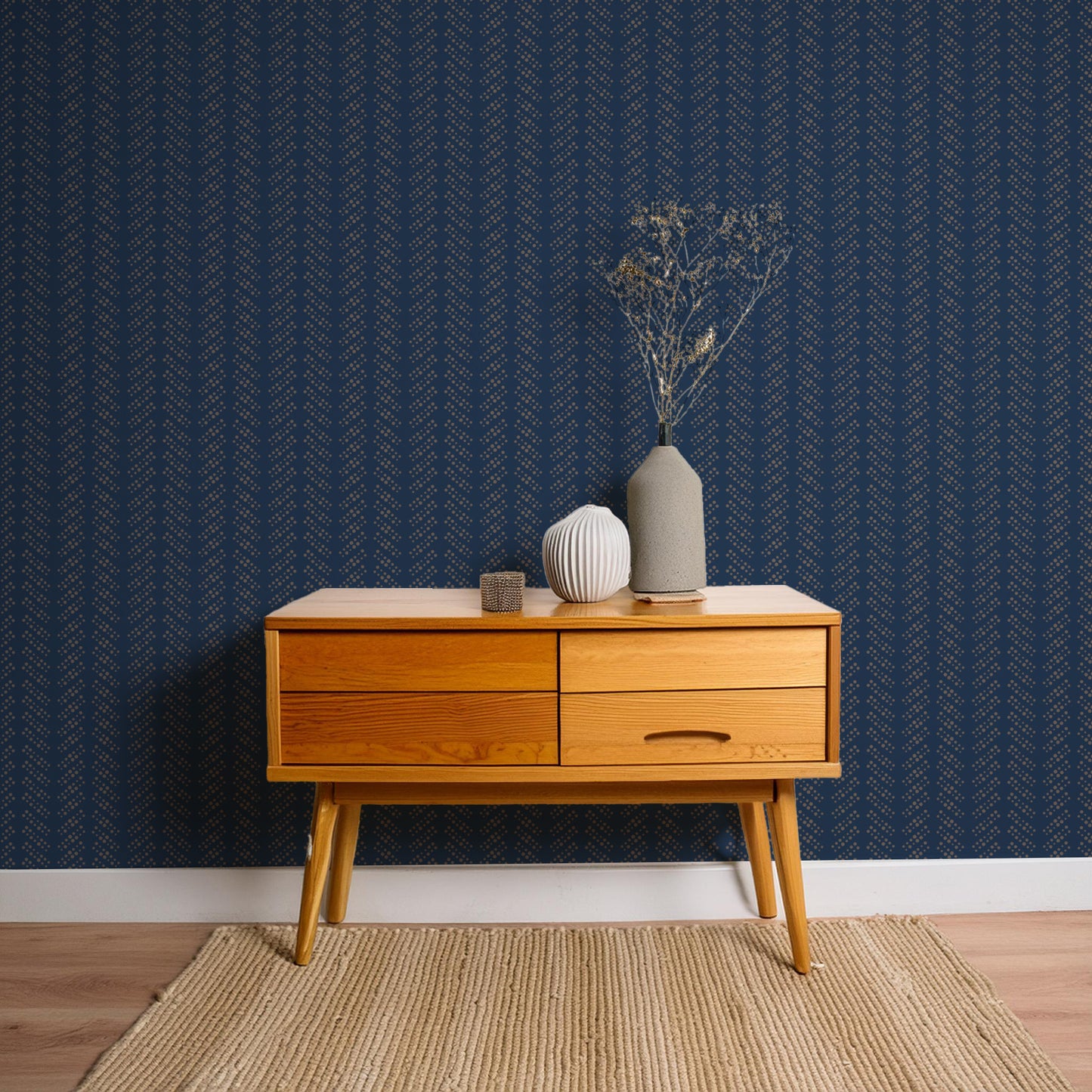 Bubble Dot Herringbone Wallpaper