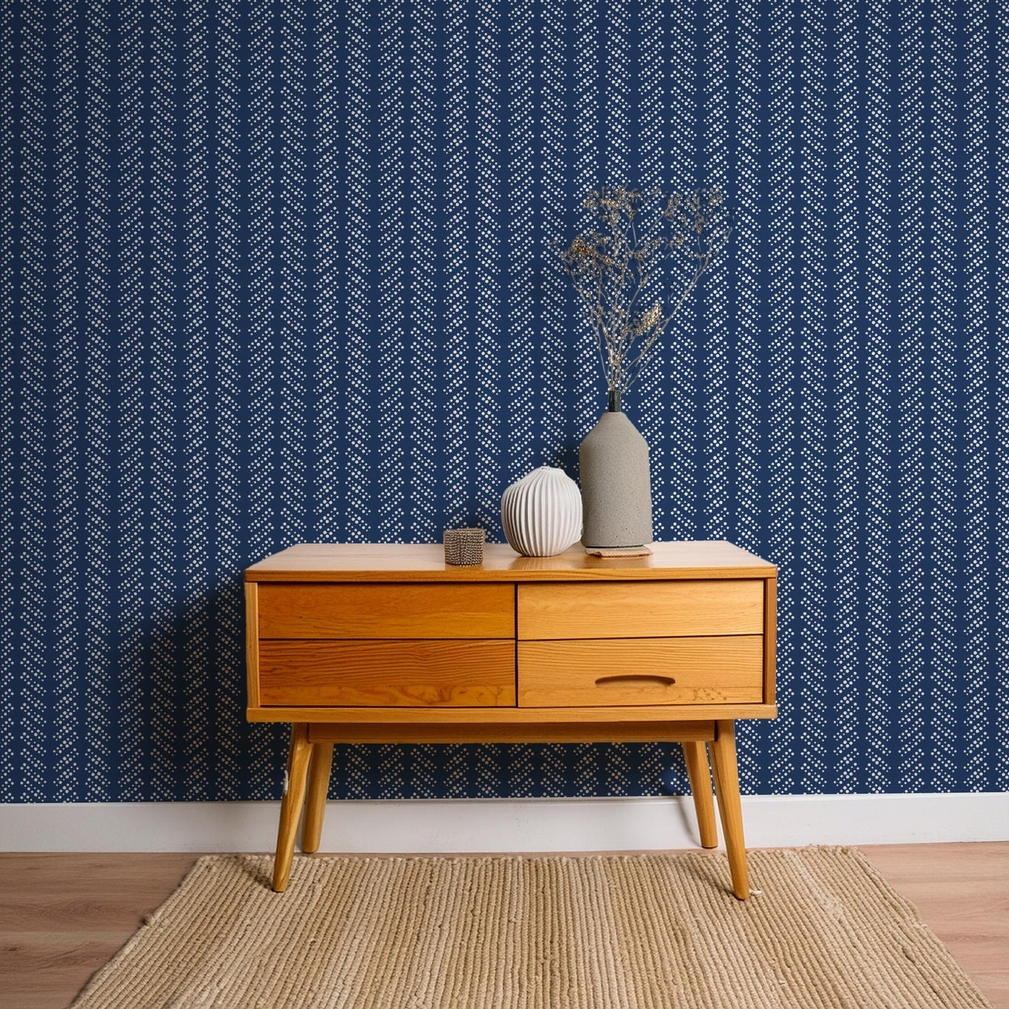 Bubble Dot Herringbone Wallpaper