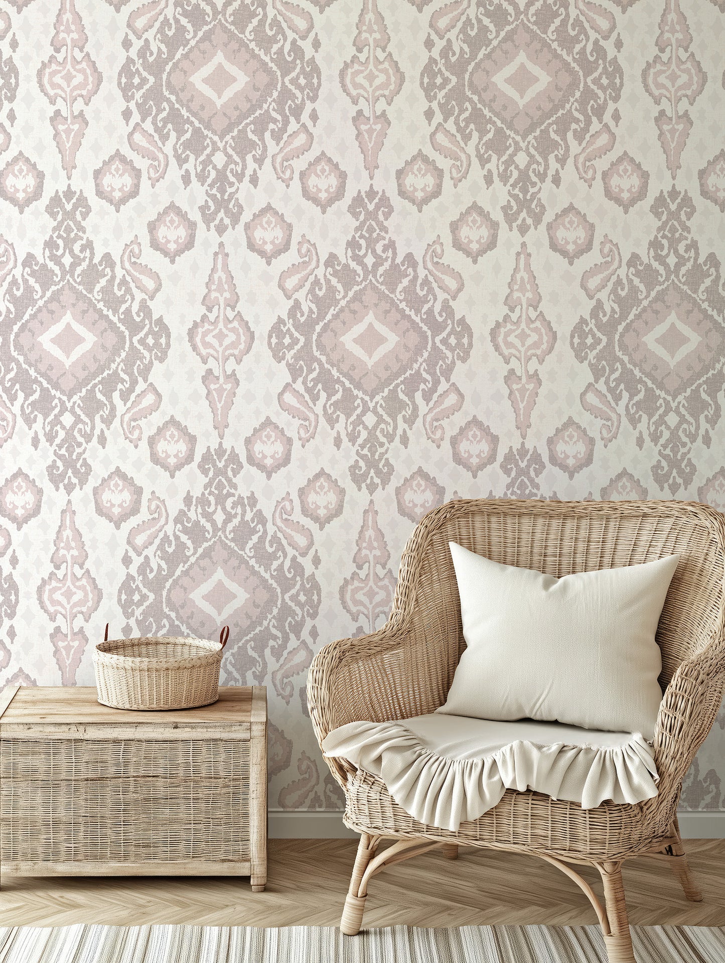 Antique Distressed Ikat Wallpaper
