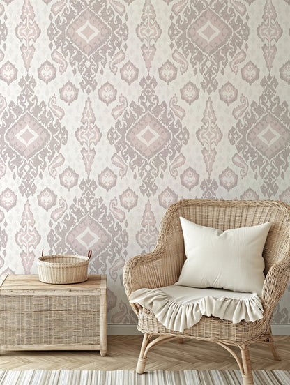 Antique Distressed Ikat Wallpaper