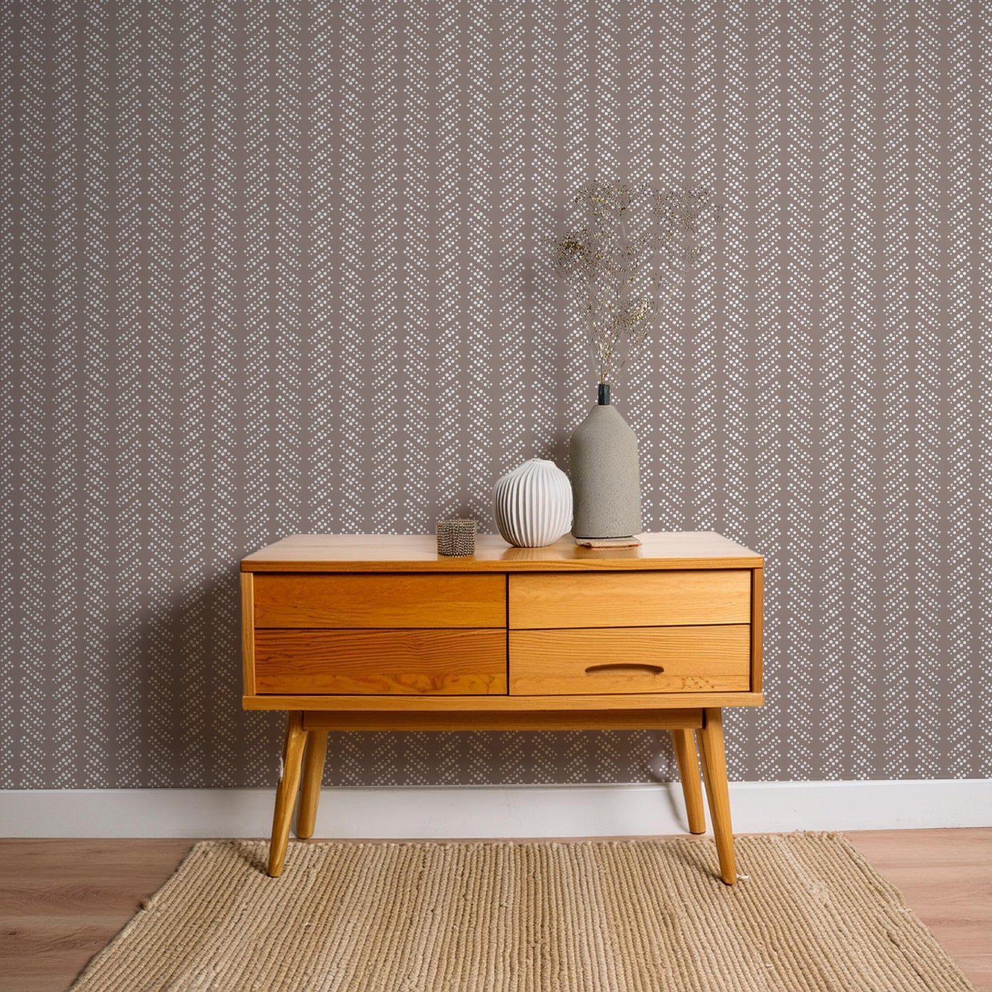 Bubble Dot Herringbone Wallpaper