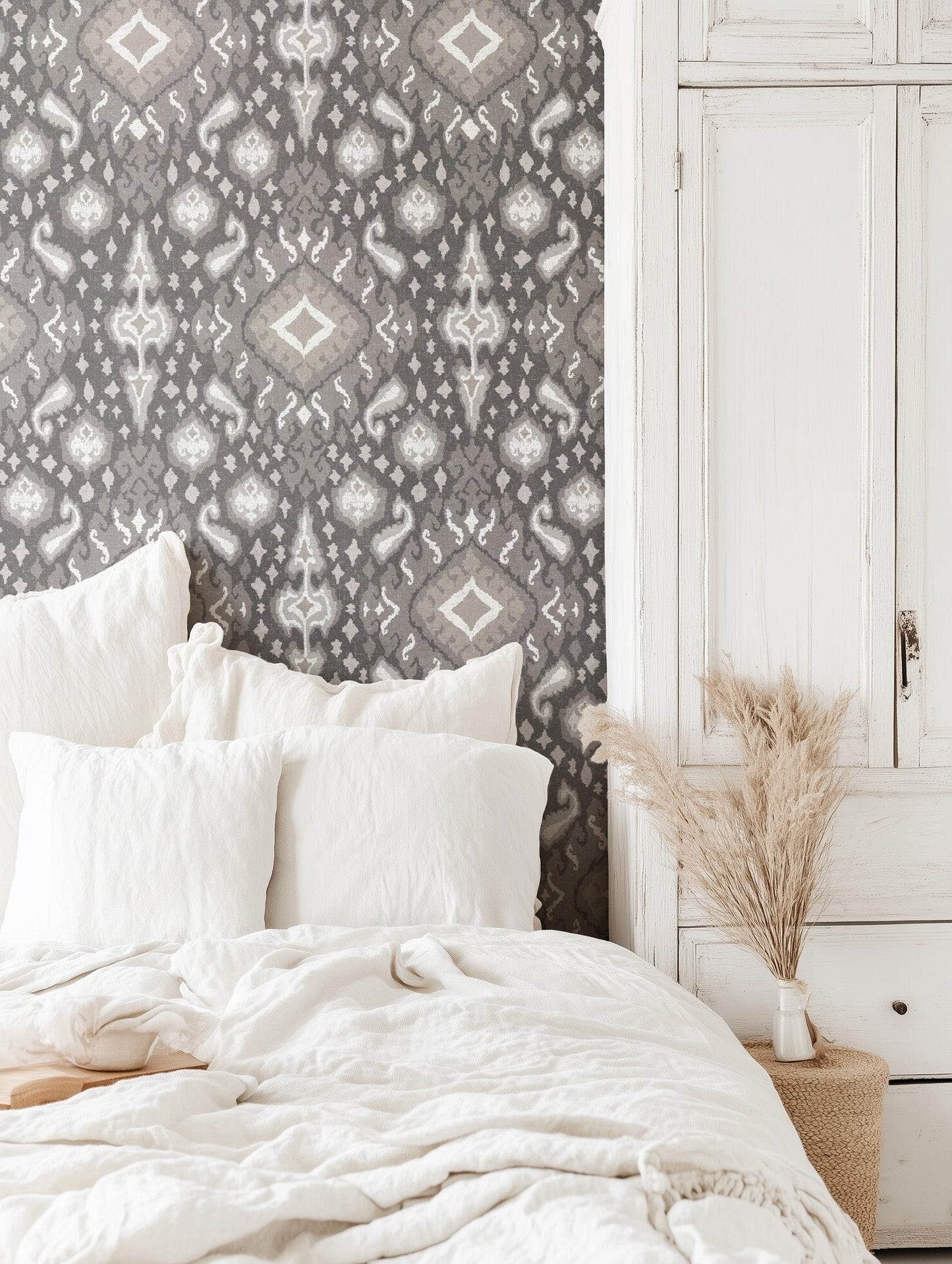Antique Distressed Ikat Wallpaper
