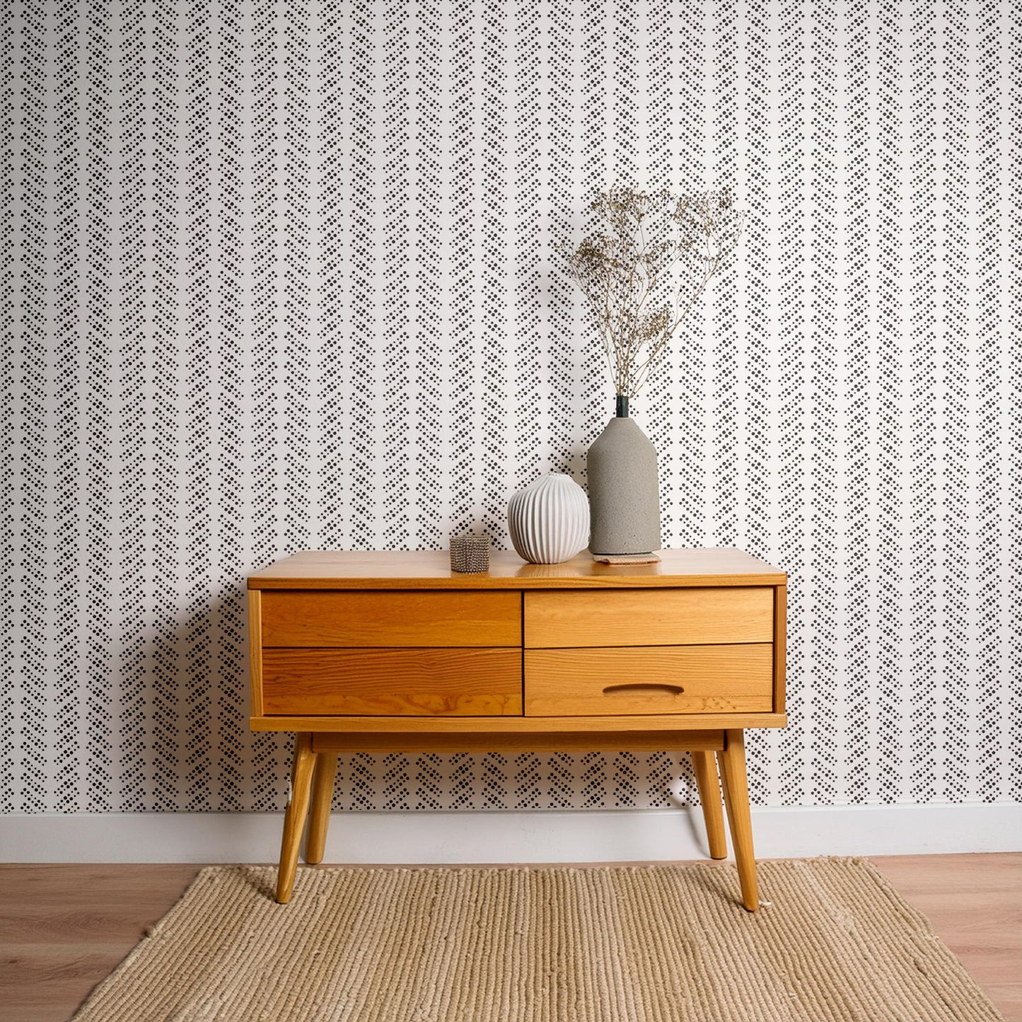 Bubble Dot Herringbone Wallpaper