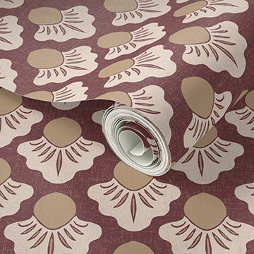 Small Scale Art Deco Flower Texture Peel and Stick Wallpaper - Drawing, Drawn, Floral