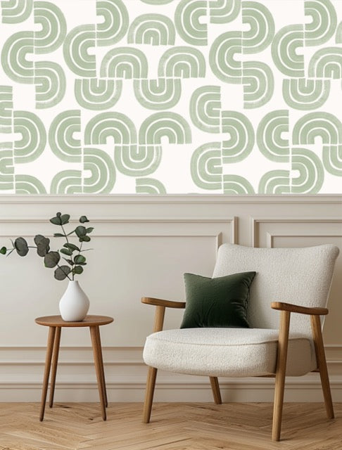 Celadon Arches Wallpaper