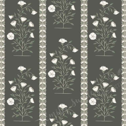 Boteh Paisley Stripe Mocha peel and stick wallpaper pattern detail