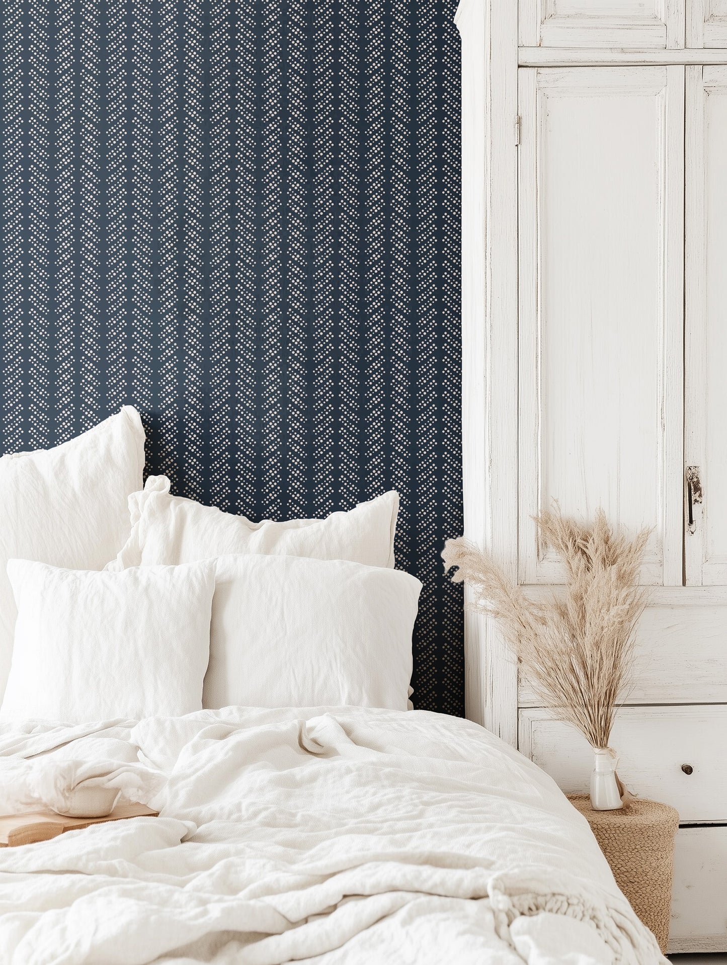 Bubble Dot Herringbone Wallpaper
