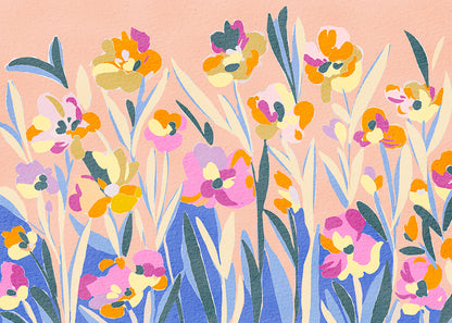 Colorful Blossoms Field Peel and Stick Wall Mural - Floral, Botanical, Mural