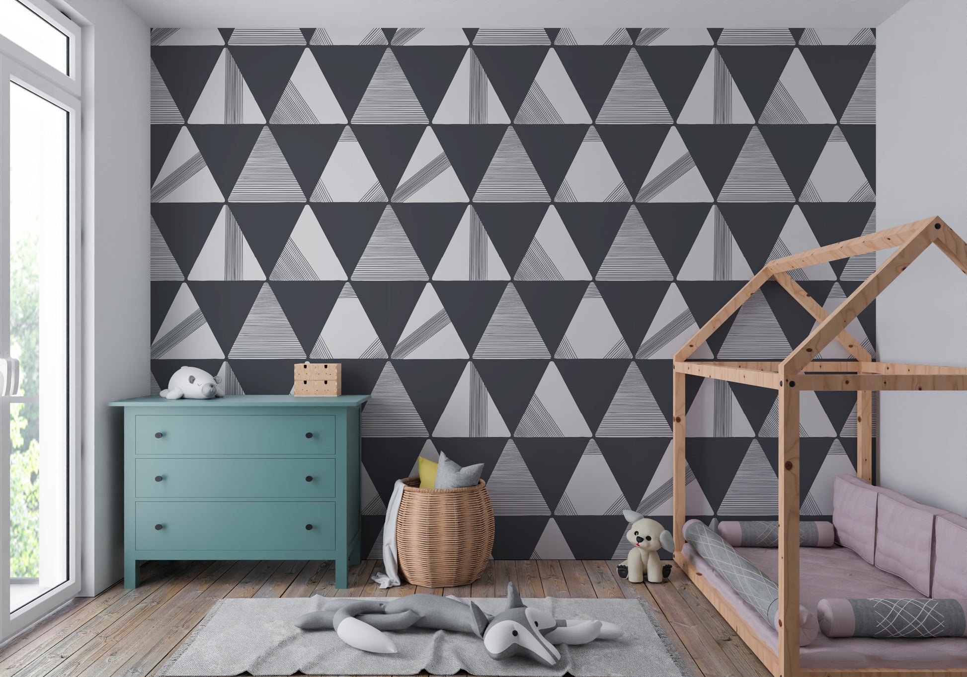 Textured Modern Triangles Wallpaper.