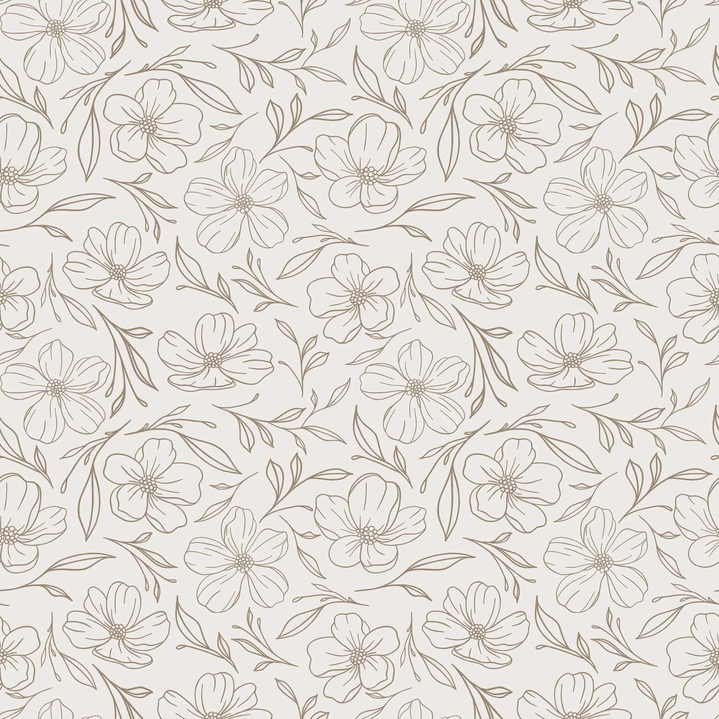 Delicate Line Drawn Floral Wallpaper
