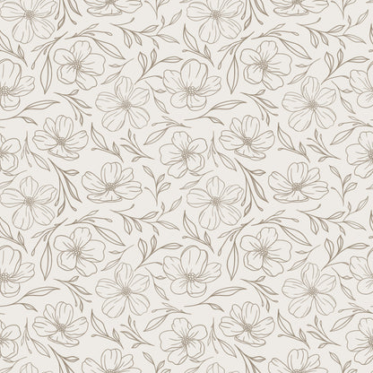 Delicate Line Drawn Floral Wallpaper