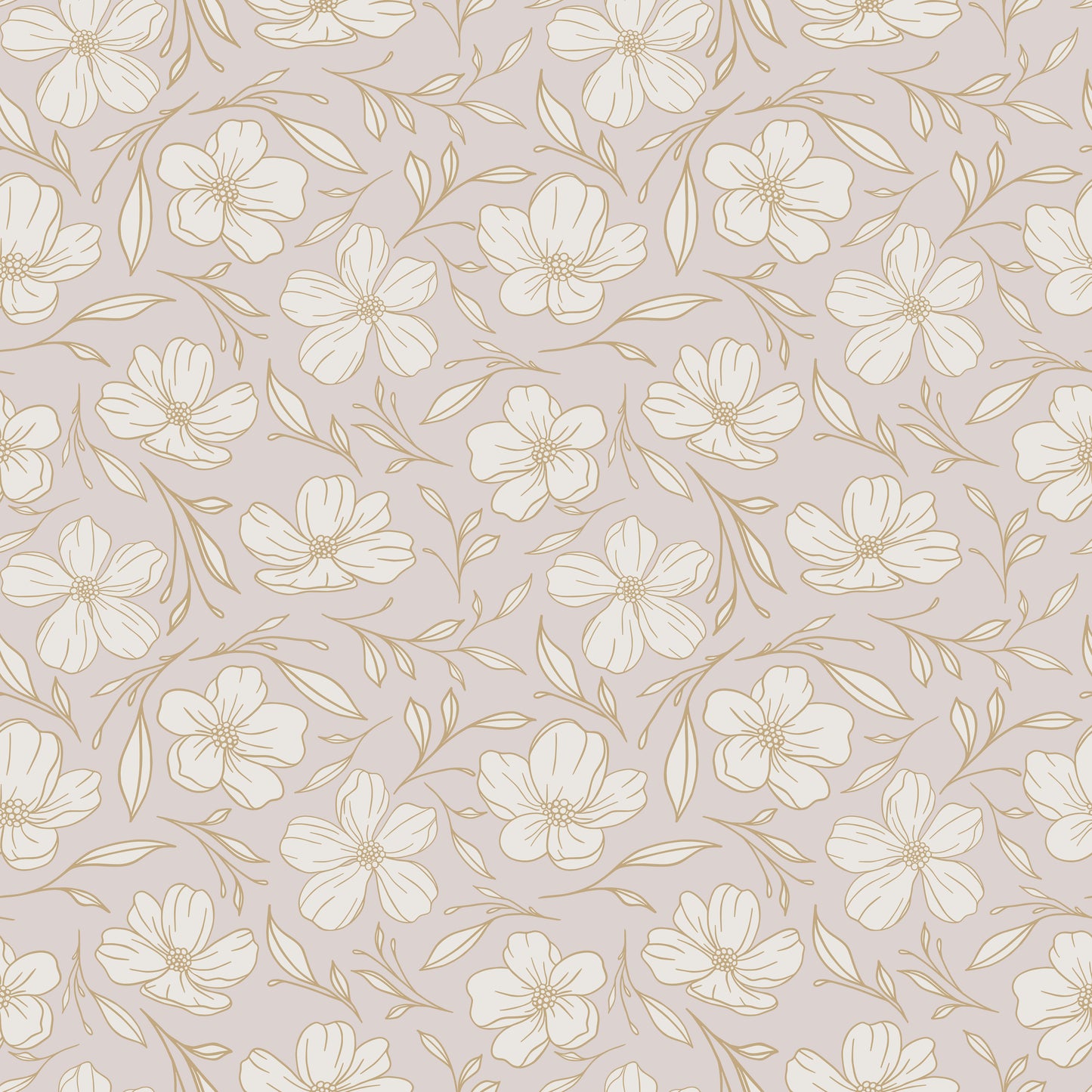 Delicate Line Drawn Floral Wallpaper