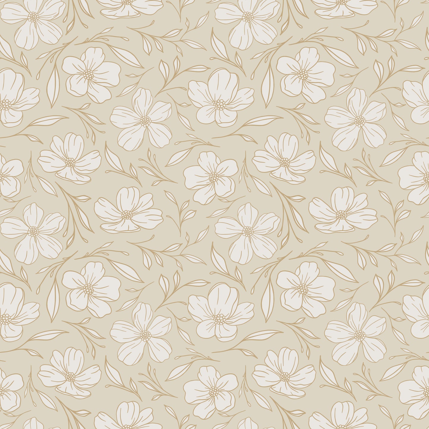 Delicate Line Drawn Floral Wallpaper