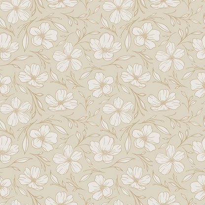 Delicate Line Drawn Floral Wallpaper