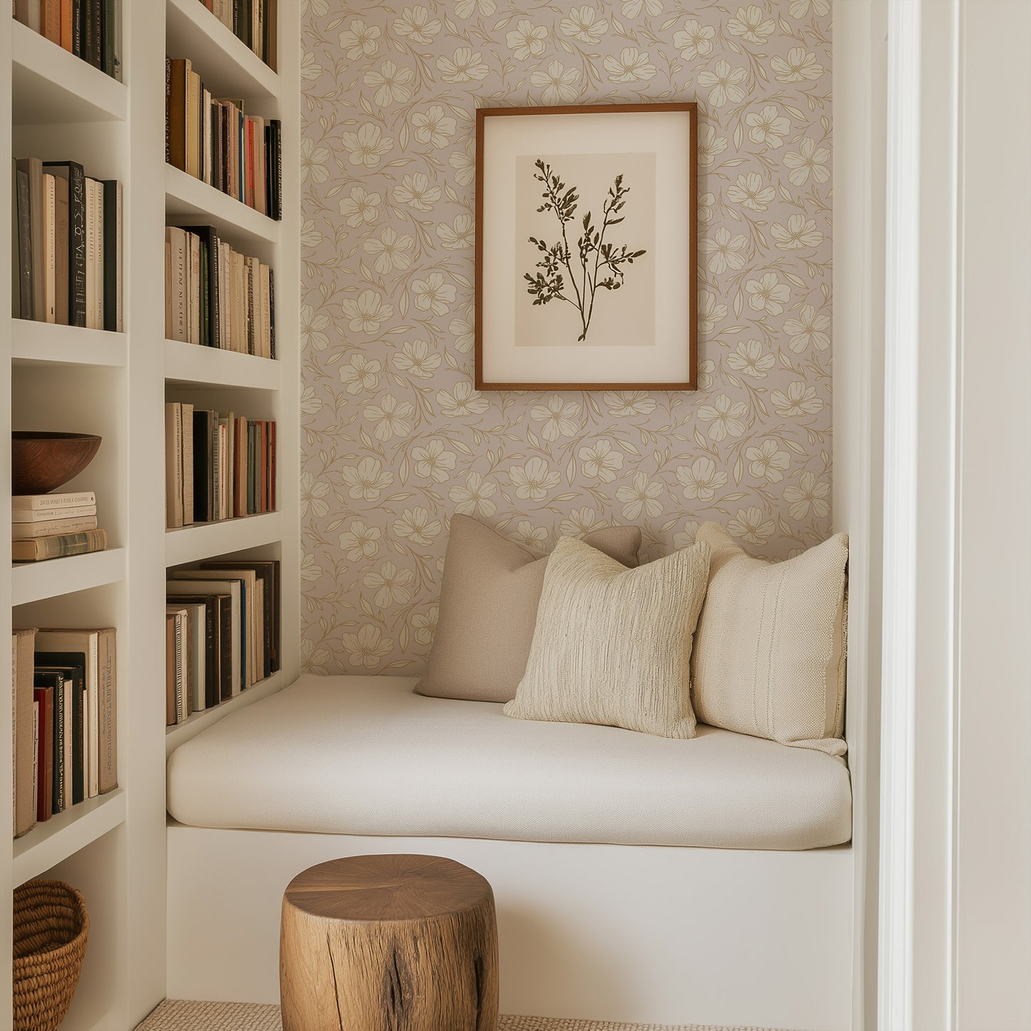 Delicate Line Drawn Floral Wallpaper