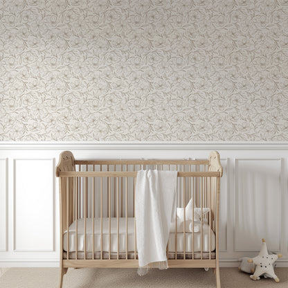 Delicate Line Drawn Floral Wallpaper