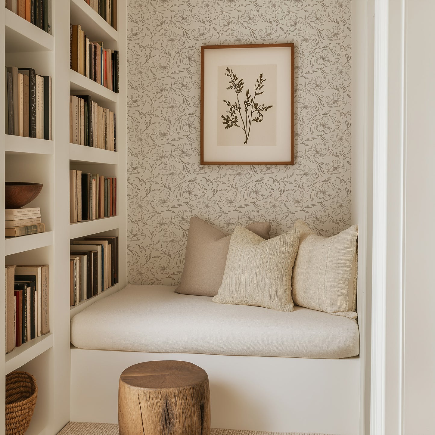 Delicate Line Drawn Floral Wallpaper