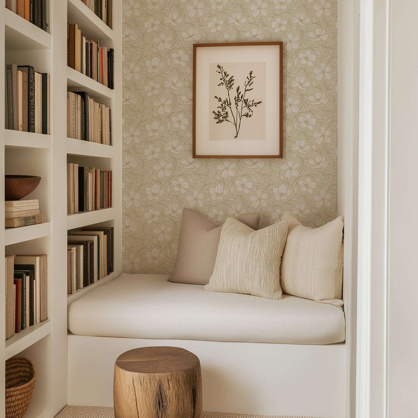 Delicate Line Drawn Floral Wallpaper