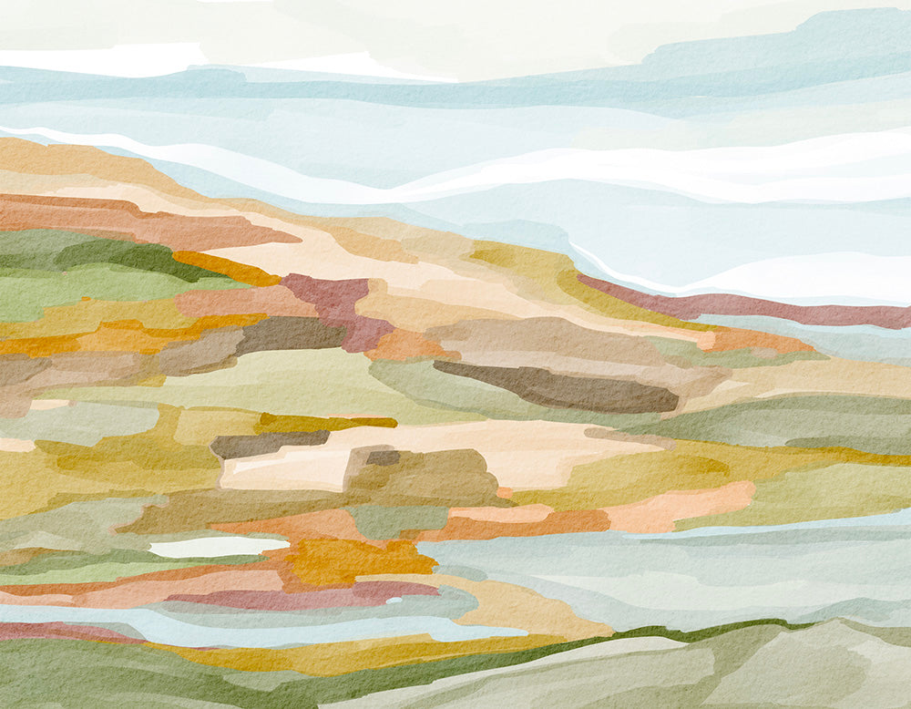 Earth Tone Abstract Landscape Peel and Stick Wall Mural - Desert, Neutral, Mural