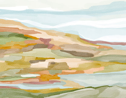 Earth Tone Abstract Landscape Peel and Stick Wall Mural - Desert, Neutral, Mural