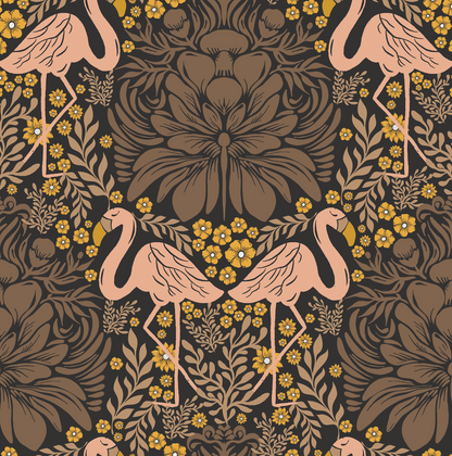 Flamingo Garden Dark Wallpaper