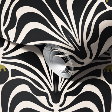 Roll of black and white patterned paper with a spiral design.