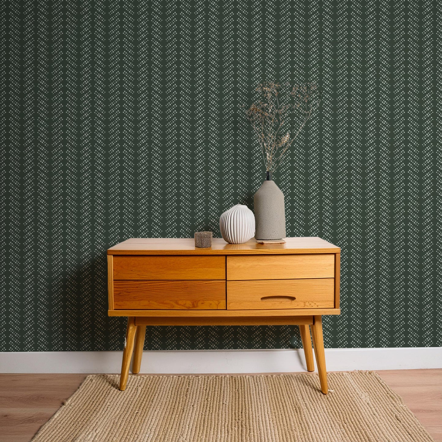 Bubble Dot Herringbone Wallpaper