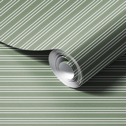 Neutral Stripes Green Wallpaper