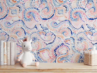 Ikat peel and stick wallpaper room mockup